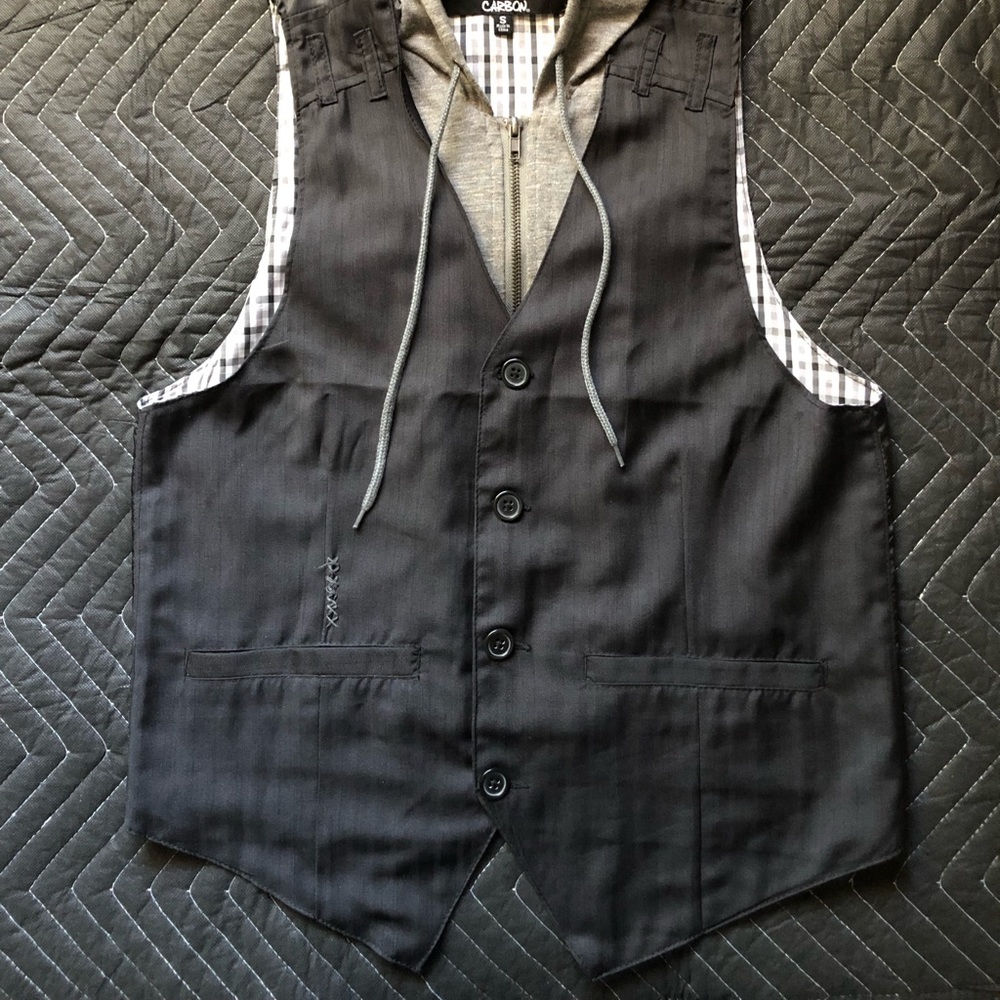 Vest-hoodie with zipper and buttons